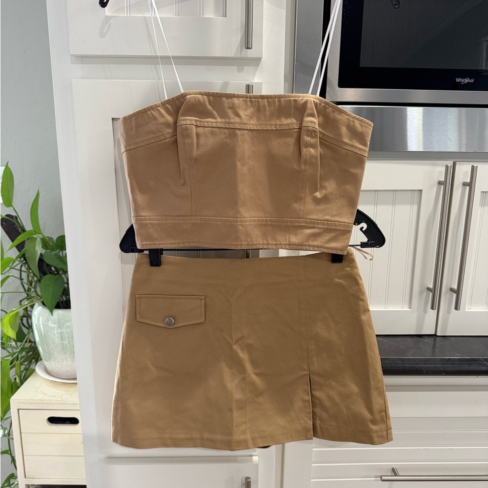 NWT Amanda Uprichard Tan Two Piece Cotton Set Small